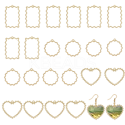 24PCS 3Style Golden Plated Alloy Pendants PALLOY-CA0002-49-1