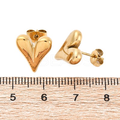 Ion Plating(IP) 304 Stainless Steel Heart Stud Earrings for Women EJEW-F300-09G-1