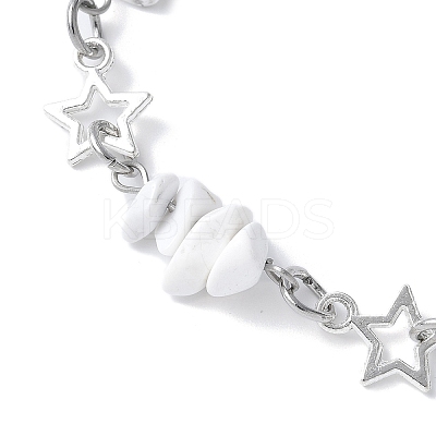 Natural Howlite Chip Link Bracelets BJEW-JB11592-01-1