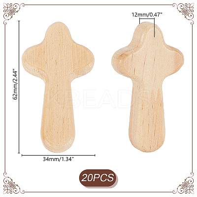 20Pcs Wooden Cross Wall Ornaments AJEW-GA0007-33-1