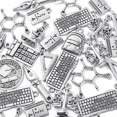 100Pcs 10 Styles Tibetan Style Alloy Pendants TIBEP-CJ0001-92-1