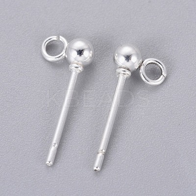 304 Stainless Steel Ball Stud Earrings Findings STAS-P227-17S-1