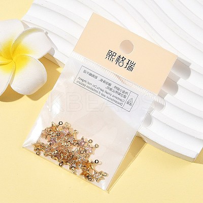 SHEGRACE Brass Pave Cubic Zirconia Star Connector Charms XGRQ2O760-441G-1