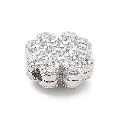 925 Sterling Silver Micro Pave Clear Cubic Zirconia Beads STER-A034-03P-1