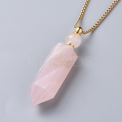 Natural Gemstone Perfume Bottle Pendant Necklaces NJEW-F251-09-1