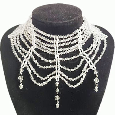 Bohemian Style Glass Multi Layered Choker Necklaces for Women FS-WG32393-06-1