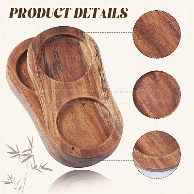 2Pcs 2-Slot Wooden Salt and Pepper Mill Tray DJEW-GF0001-66-1