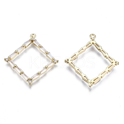 Brass Inlaid Clear Cubic Zirconia Pendants ZIRC-S069-035G-1