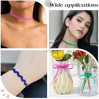 6 Yards 6 Colors Polyester Wavy Fringe Trim Ribbon OCOR-WH0080-44A-1
