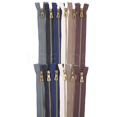 12Pcs 6 Colors Nylon Zipper Fastener FIND-GF0008-20C-1