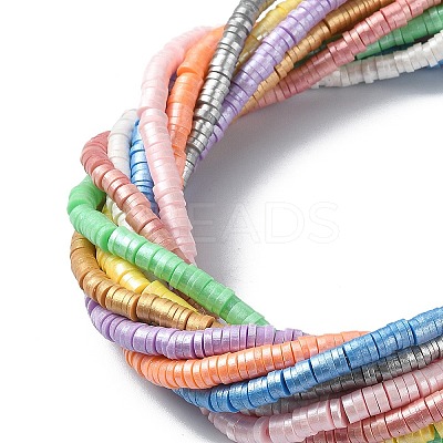 10 Strands 10 Colors Handmade Polymer Clay Beads Strands CLAY-YW0001-90-1