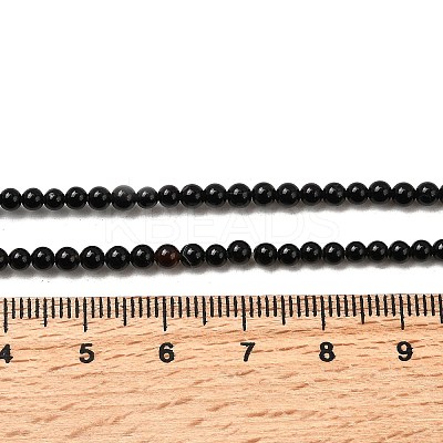 Natural Black Onyx Round Bead Strands G-A130-3mm-K04-1
