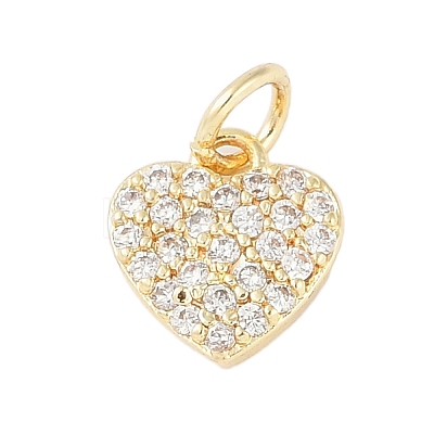 Rack Plating Brass Micro Pave Clear Cubic Zirconia Charms KK-Z060-07G-02-1