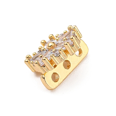 Flower Brass Pave Clear Cubic Zirconia Mutil-Strand Links LS-ZIRC-R021-01D-G-1