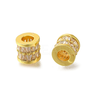 Rack Plating Brass Micro Pave Cubic Zirconia Beads KK-F883-05G-1