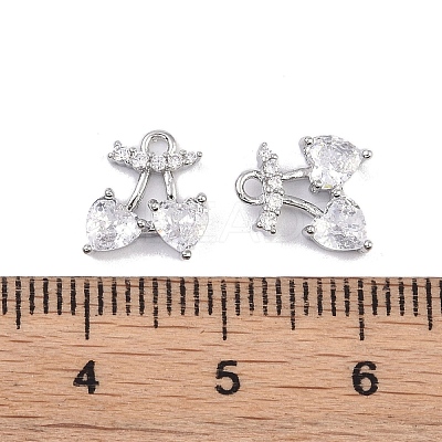 Brass Micro Pave Clear Cubic Zirconia Pendants KK-K351-40P-1