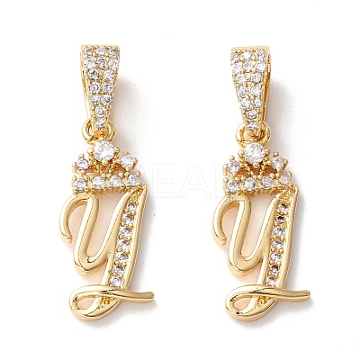 Eco-Friendly Brass Micro Pave Cubic Zirconia Pendants KK-K265-01G-Y-1