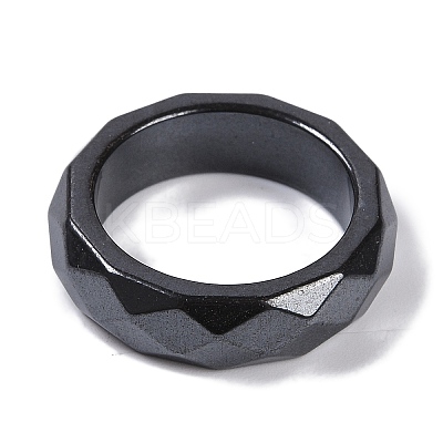 Magnetic Synthetic Hematite Finger Ring for Men Women RJEW-A047-01F-1