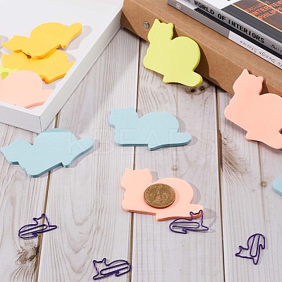12 Books 4 Colors Lovely Lying Cat Shape Memo Notepads AJEW-GF0007-13-1