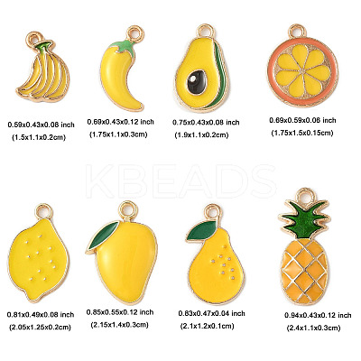 32Pcs 8 Styles Rack Plating Alloy Enamel Pendants ENAM-FP0002-90-1