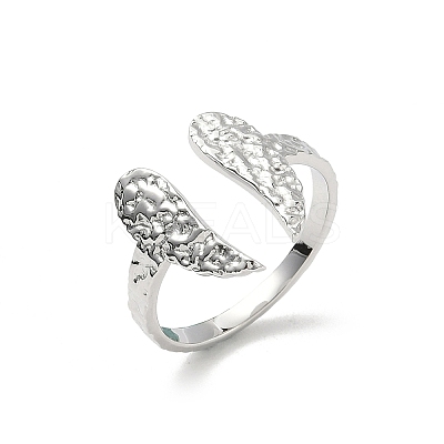 304 Stainless Steel Wing Open Cuff Rings for Women RJEW-A086-05P-1