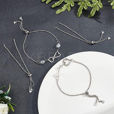 12Pcs 304 Stainless Steel Rolo Chain Slider Bracelet Making AJEW-NB0003-63-1