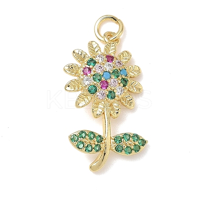 Brass Cubic Zirconia Pendants KK-L253-25G-03-1