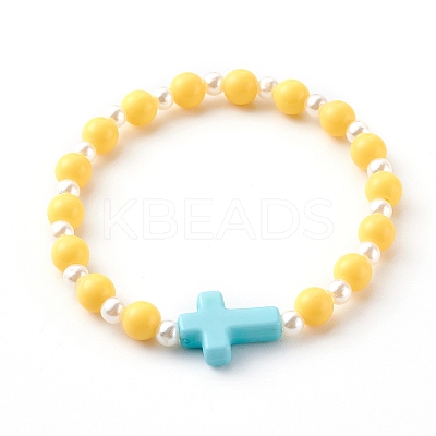 Opaque Acrylic Stretch Beaded Bracelets for Kids X-BJEW-JB06230-1