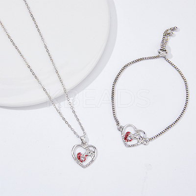1Pc Alloy Heart Link Silder Bracelets SJEW-OC0001-01-1
