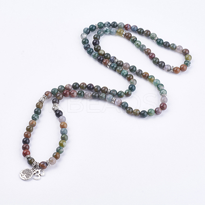 Natural Indian Agate Wrap Bracelets BJEW-E329-06E-1