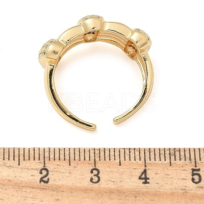 Brass Micro Pave Clear Cubic Zirconia Cuff Finger Rings for Women RJEW-B112-05G-1