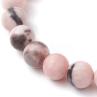 8.5mm Round Natural Pink Zebra Jasper Beaded Stretch Bracelets BJEW-JB10466-02-1