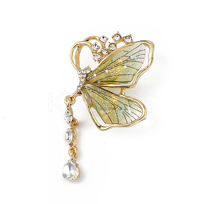 Resin Butterfly Brooch Pin with Crystal Rhinestone JEWB-P016-05KCG-03-1