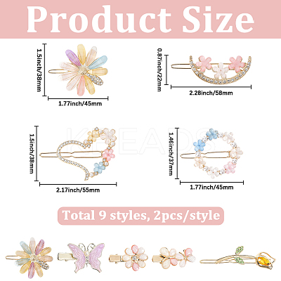 4 Bags 2 Styles Alloy & Resin Clip Hair Barrettes PHAR-SC0001-005-1