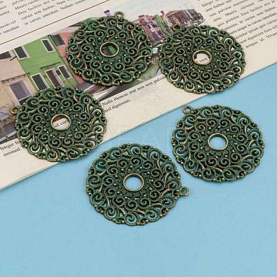 Flat Round Zinc Alloy Big Pendant PALLOY-R065-110-FF-1