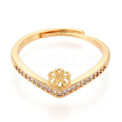 Flower Brass Micro Pave Cubic Zirconia Cup Peg Ring Settings KK-N274-30G-1