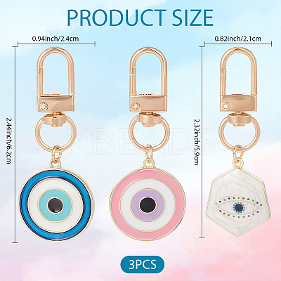 3Pcs Evil Eye Alloy Enamel Pendant Decoration HJEW-CP00035-1
