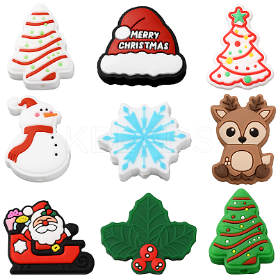 18Pcs 9 Styles Christmas Theme Silicone Focal Beads SIL-SC0002-28-1
