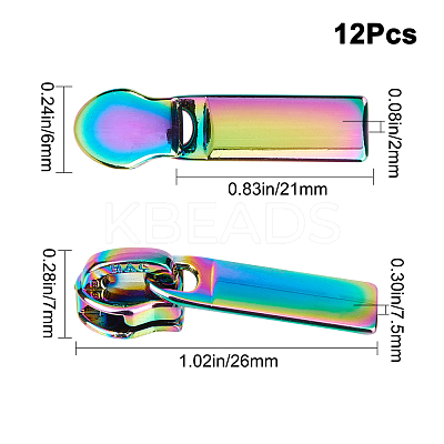 12Pcs Rectangle Zinc Alloy Replacement Zipper Sliders FIND-GF0001-51-1