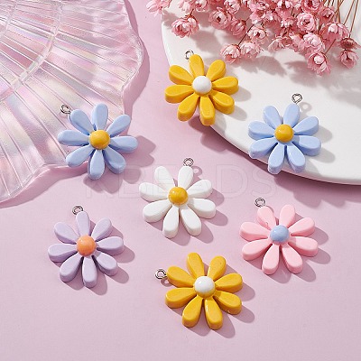 10Pcs 5 Colors Resin Pendants CRES-YW0001-11-1