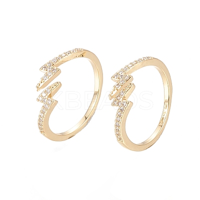 Brass Micro Pave Clear Cubic Zirconia Cuff Rings X-RJEW-F101-11G-1