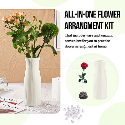 1Pc Column Plastic Vase Ornaments & 1Pc Stainless Steel Flower Frog & 50G Acrylic Ornaments Sets AJEW-MB0001-07-1