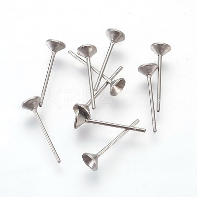Non-Tarnish 304 Stainless Steel Post Stud Earring Settings LS-STAS-I097-006B-P-1