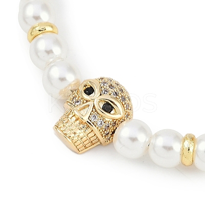 Rack Plating Brass Micro Pave Cubic Zirconia Charm Bracelets BJEW-P341-11G-02-1