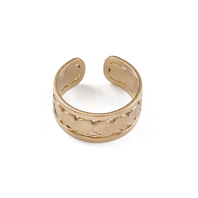 Ion Plating(IP) 304 Stainless Steel Heart Wrap Open Cuff Ring for Women RJEW-G285-06G-1