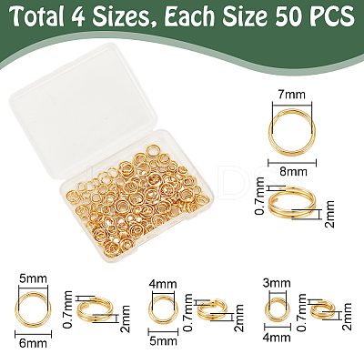 200Pcs 4 Styles Brass Split Rings FIND-UN0016-24-1
