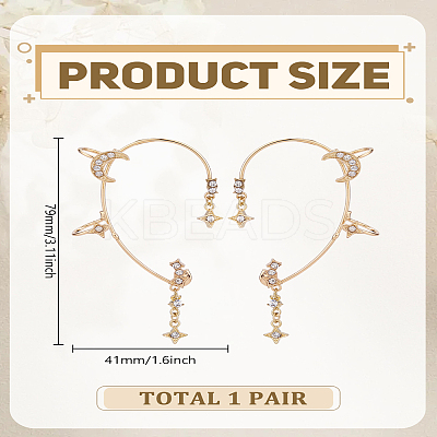 2Pcs 2 Style Alloy Rhinstone Sparkling Butterfly Cuff Earrings EJEW-LP0012-12G-1