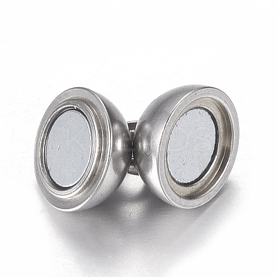 Tarnish Resistant 304 Stainless Steel Magnetic Clasps with Loops LS-STAS-K006-8mm-04C-1