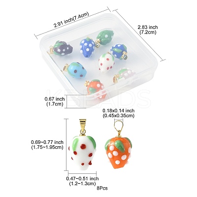 8Pcs Handmade Lampwork Pendants LAMP-FS0001-52A-1
