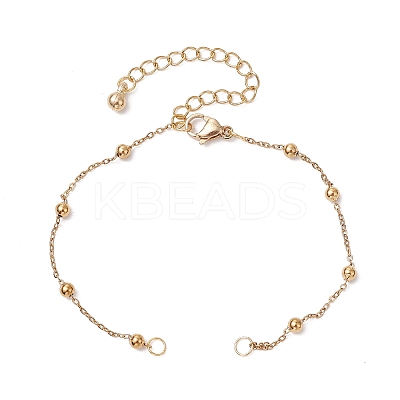2Pcs 2 Colors 304 Stainless Steel Ball Link Chain Bracelet Making AJEW-JB01305-1
